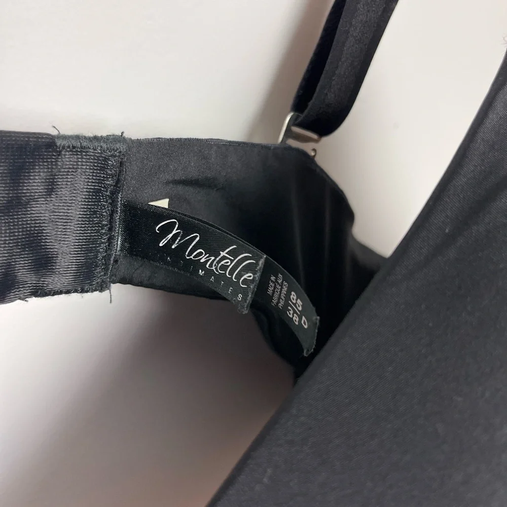 Montelle Lingerie Elegant Black Women's Bra with Rhinestone Charm - 38D - Picture 5 of 7